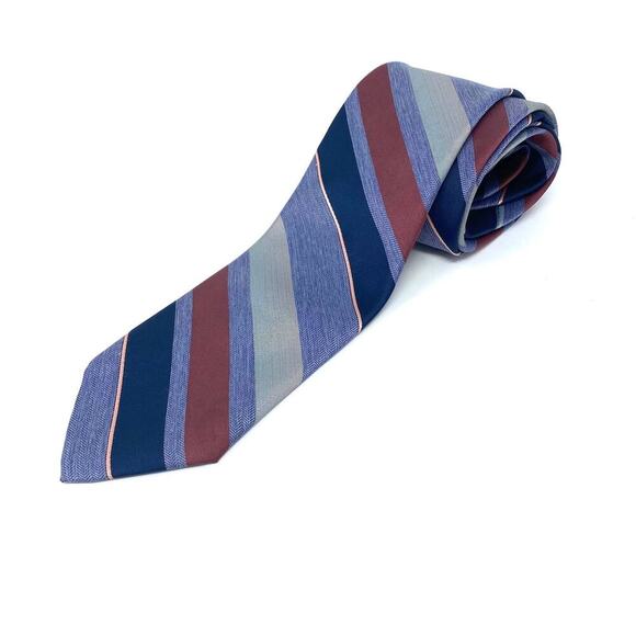 Vintage Givenchy Monsieur Tie. Blue/Burgundy/Pink Diagonal Stripes .Silk blend. - Picture 5 of 10